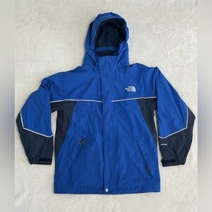 The North Face HyVent Boys L/G Hooded Waterproof Winter Jacket Blue